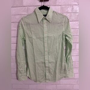 Polo Ralph Lauren Green & White Cotton Stripe Button up Shirt Sz 4 #1385